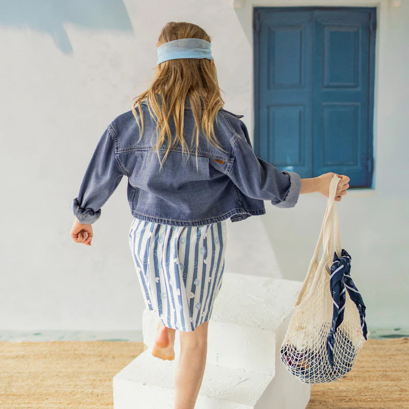 Shortened Denim Shirt - Medium Blue