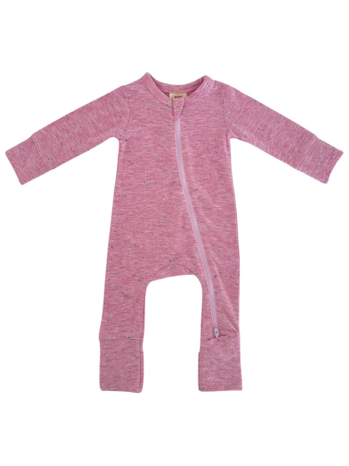 Pink Speckle - 2-Way Zip Romper
