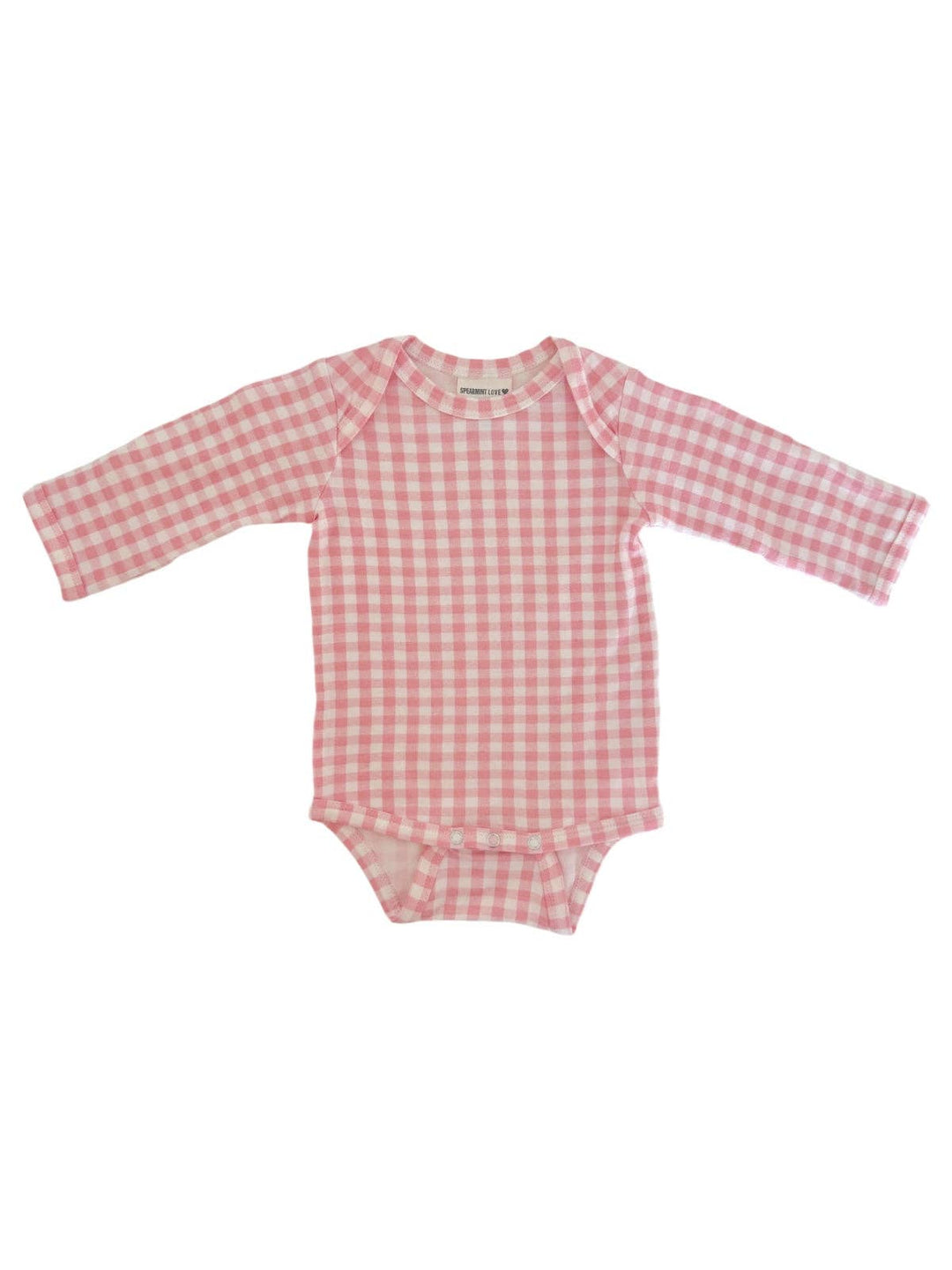 Long Sleeve Bodysuit, Pink Gingham
