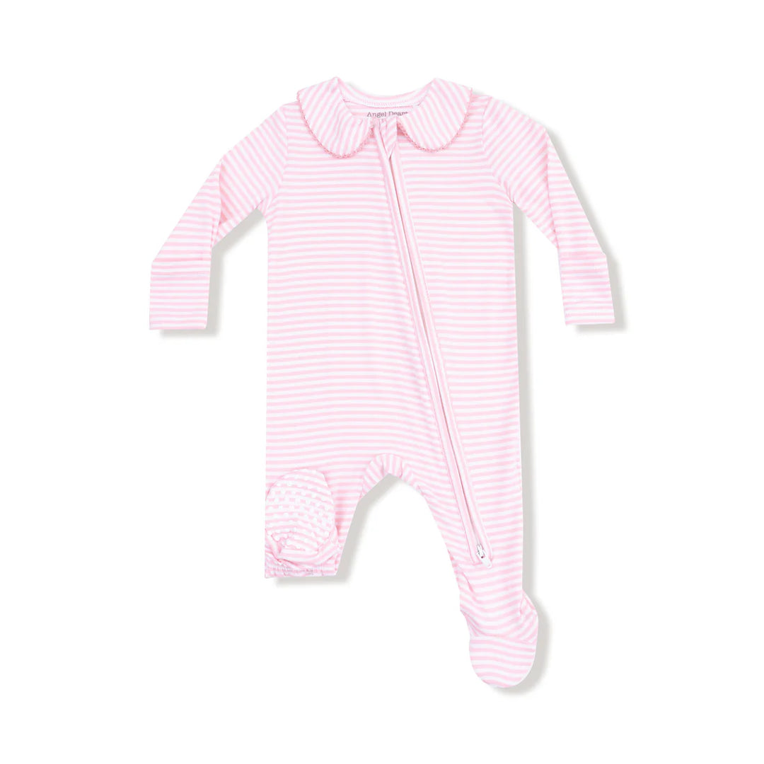 Peter Pan Collar 2-way Zip Footie - Baby Golf Carts Pink