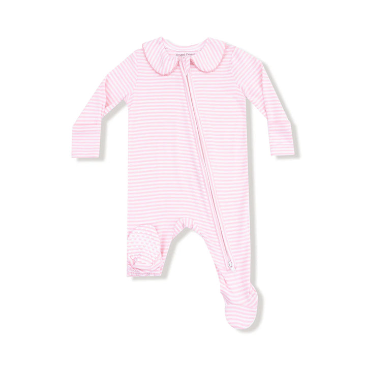 Peter Pan Collar 2-way Zip Footie - Baby Golf Carts Pink