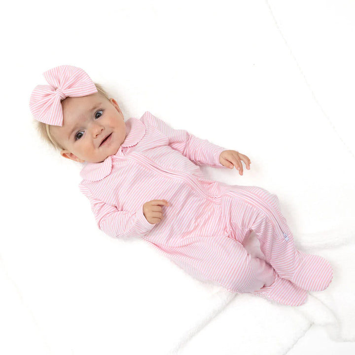 Peter Pan Collar 2-way Zip Footie - Baby Golf Carts Pink