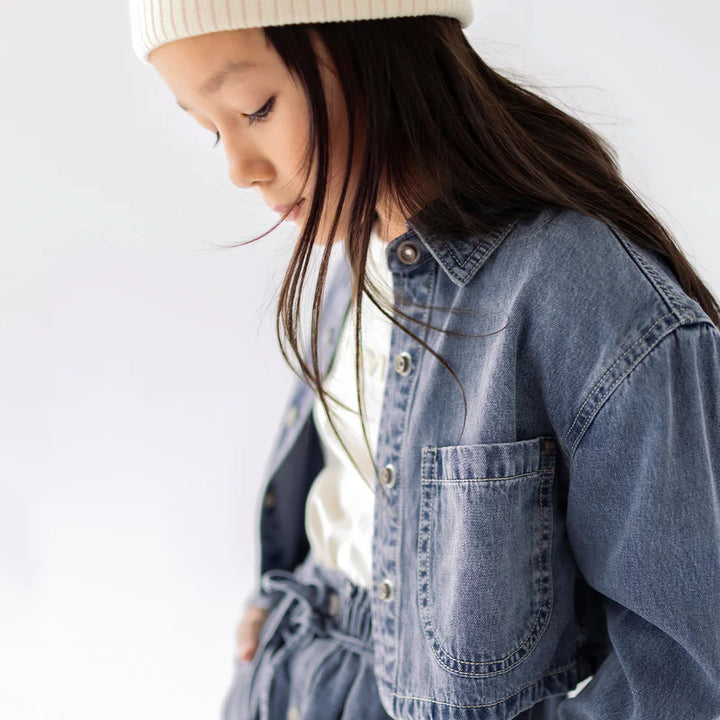Shortened Denim Shirt - Medium Blue
