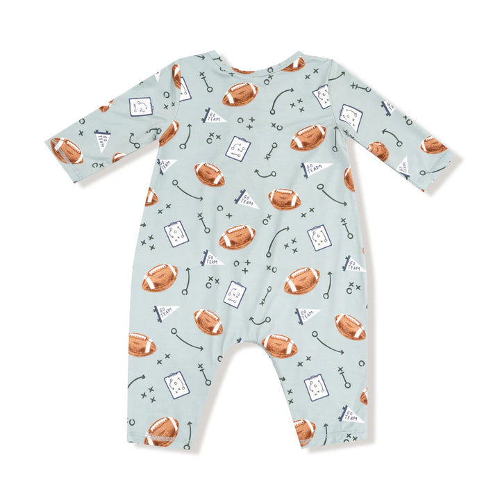 Touchdown Time Henley Romper - Grey Mist