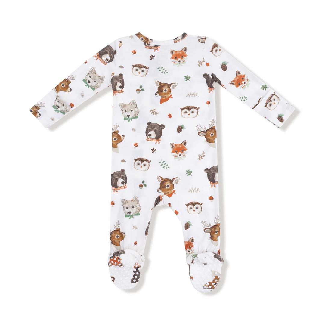 Woodland Animal Faces - 2-way Zip Footie