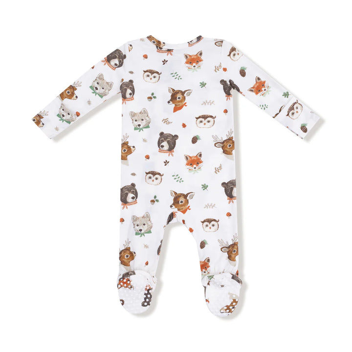 Woodland Animal Faces - 2-way Zip Footie