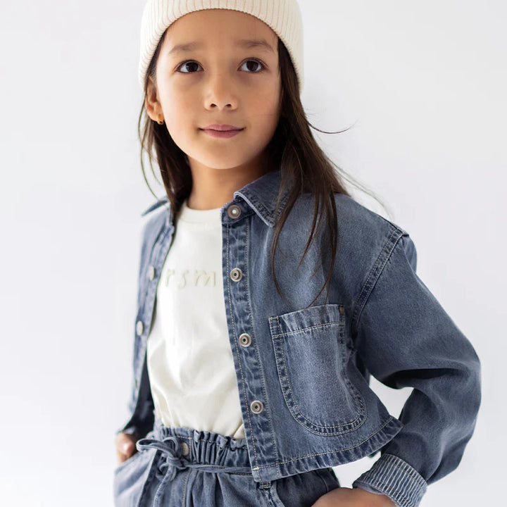 Shortened Denim Shirt - Medium Blue