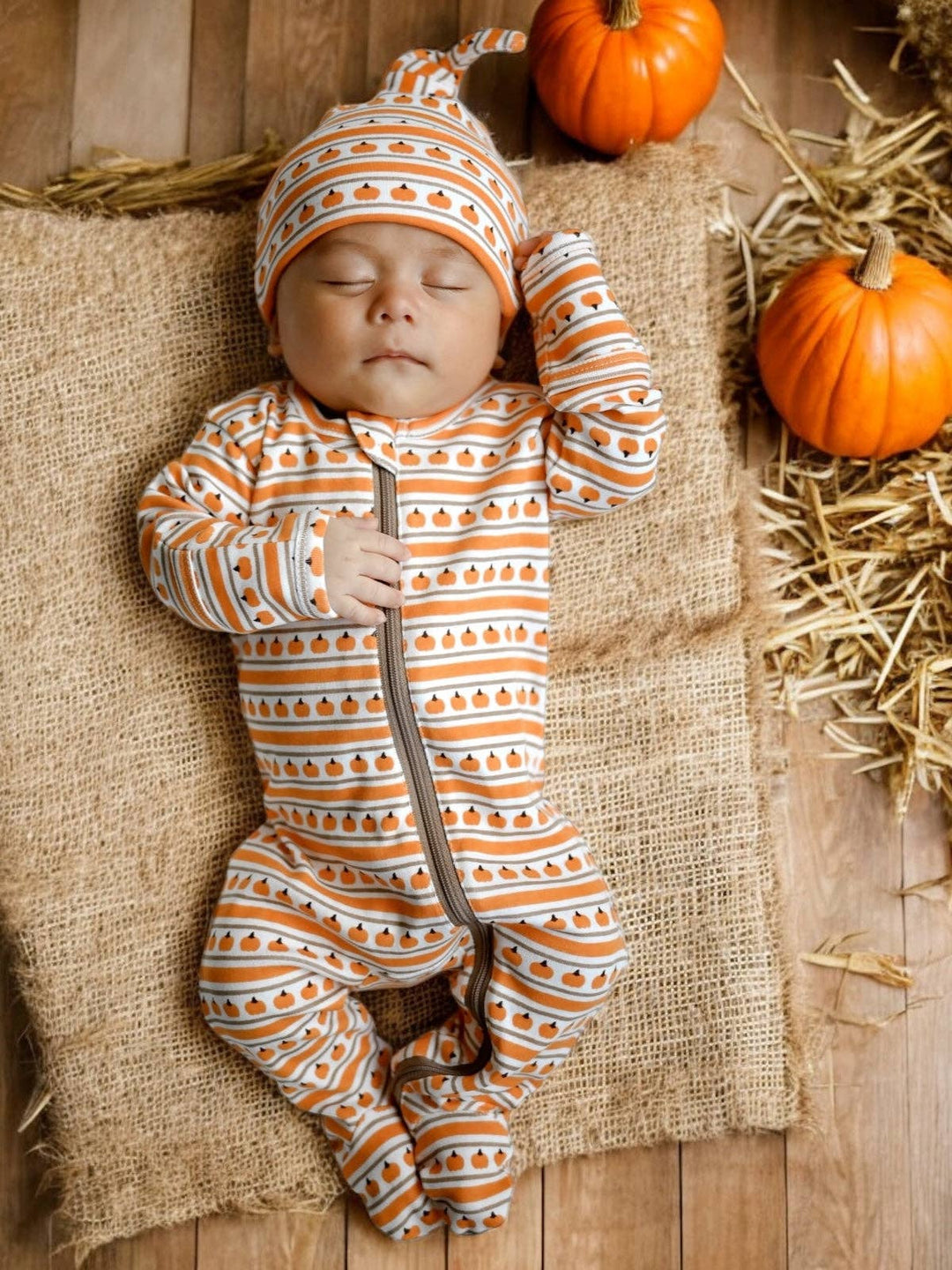 Pumpkin Stripe - Organic Zip Footie