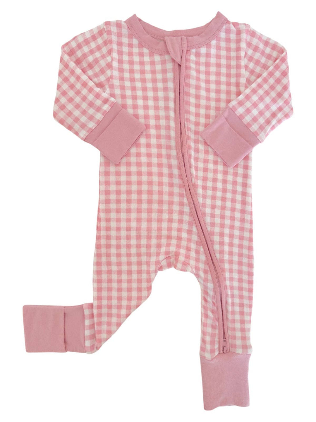 2-Way Convertible Zip Romper, Pink Gingham