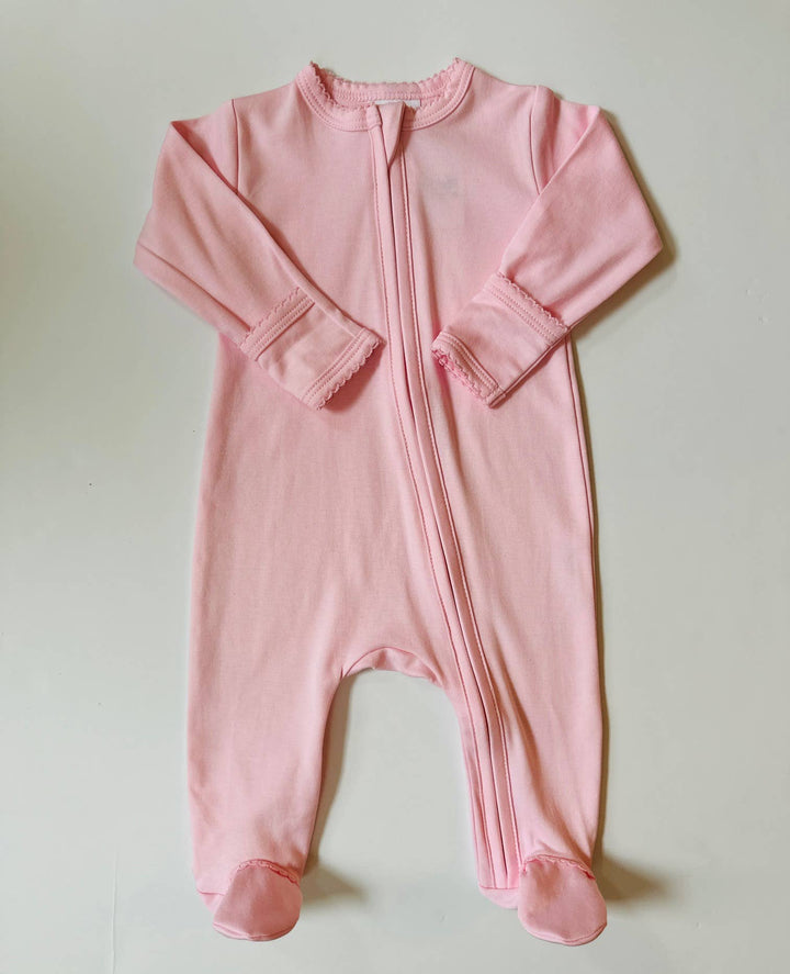 Pima Cotton Zipper Footie - Embroidery Blanks - Baby Clothes: Baby Blue / Newborn