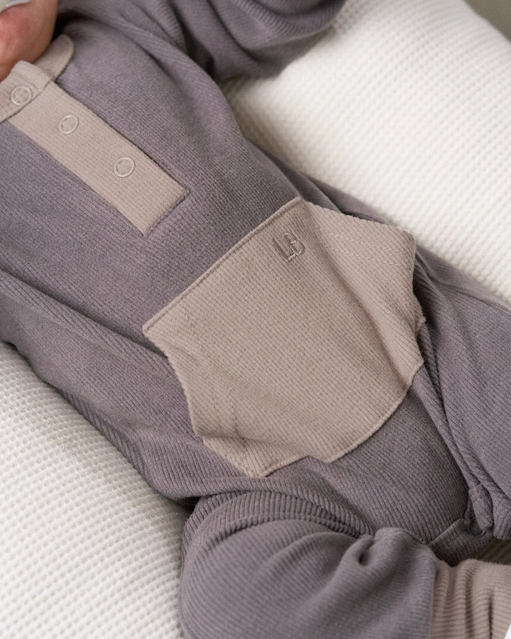 Colorblock Ribbed Romper - Graphite