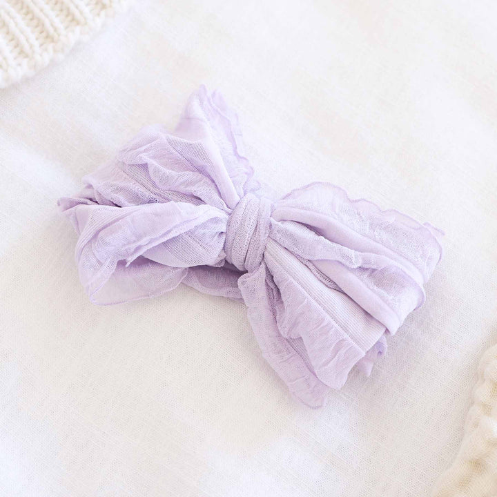 Large Ruffle Knit Bow: Wisteria
