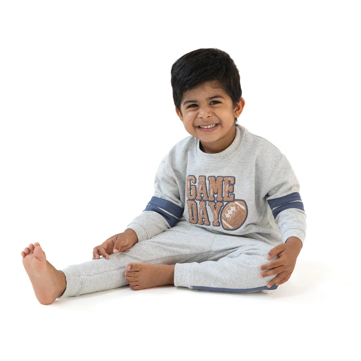 Varsity Cozy Drop Sleeve Sweatshirt - Light Grey