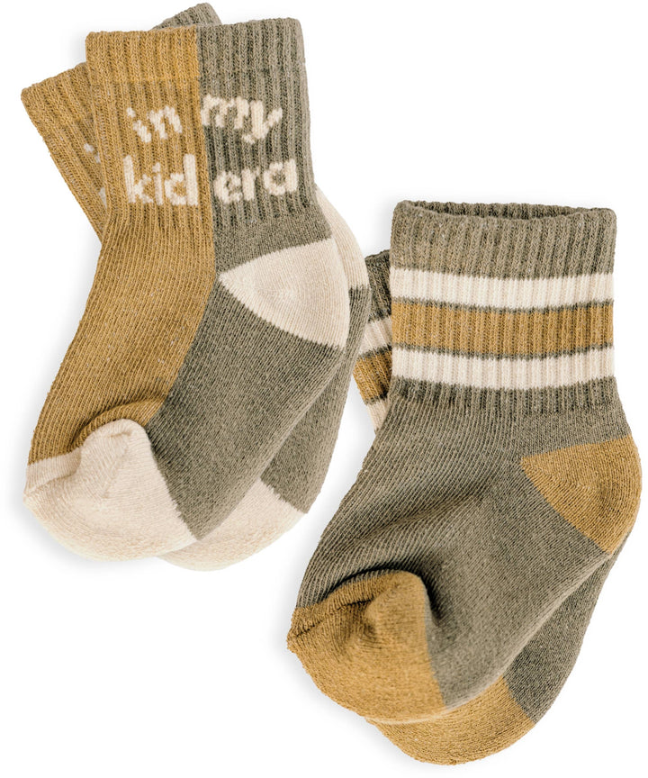 Baby/Toddler Half-Crew Socks 2-Pack, Kid Era & Retro Stripe