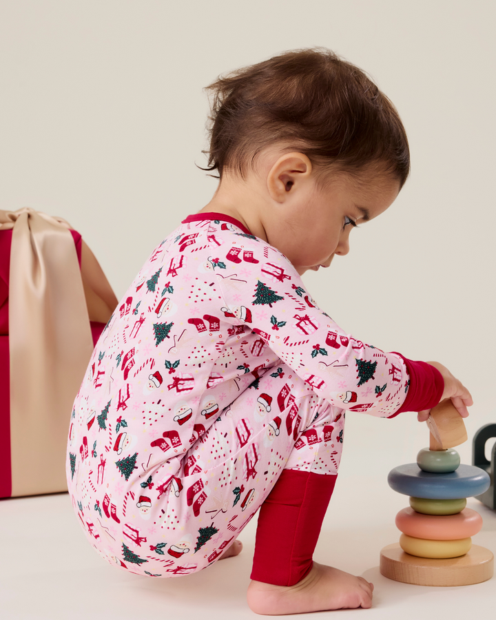 Bamboo Baby Pajama Holiday Print - Candy Cane Lane