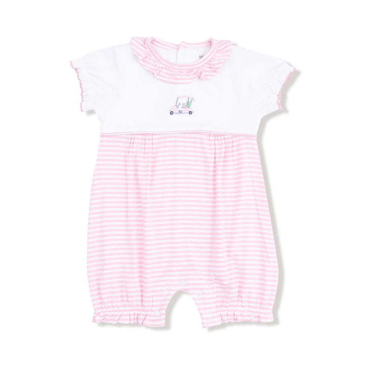 Ruffle Collar Romper - Baby Golf Carts Pink