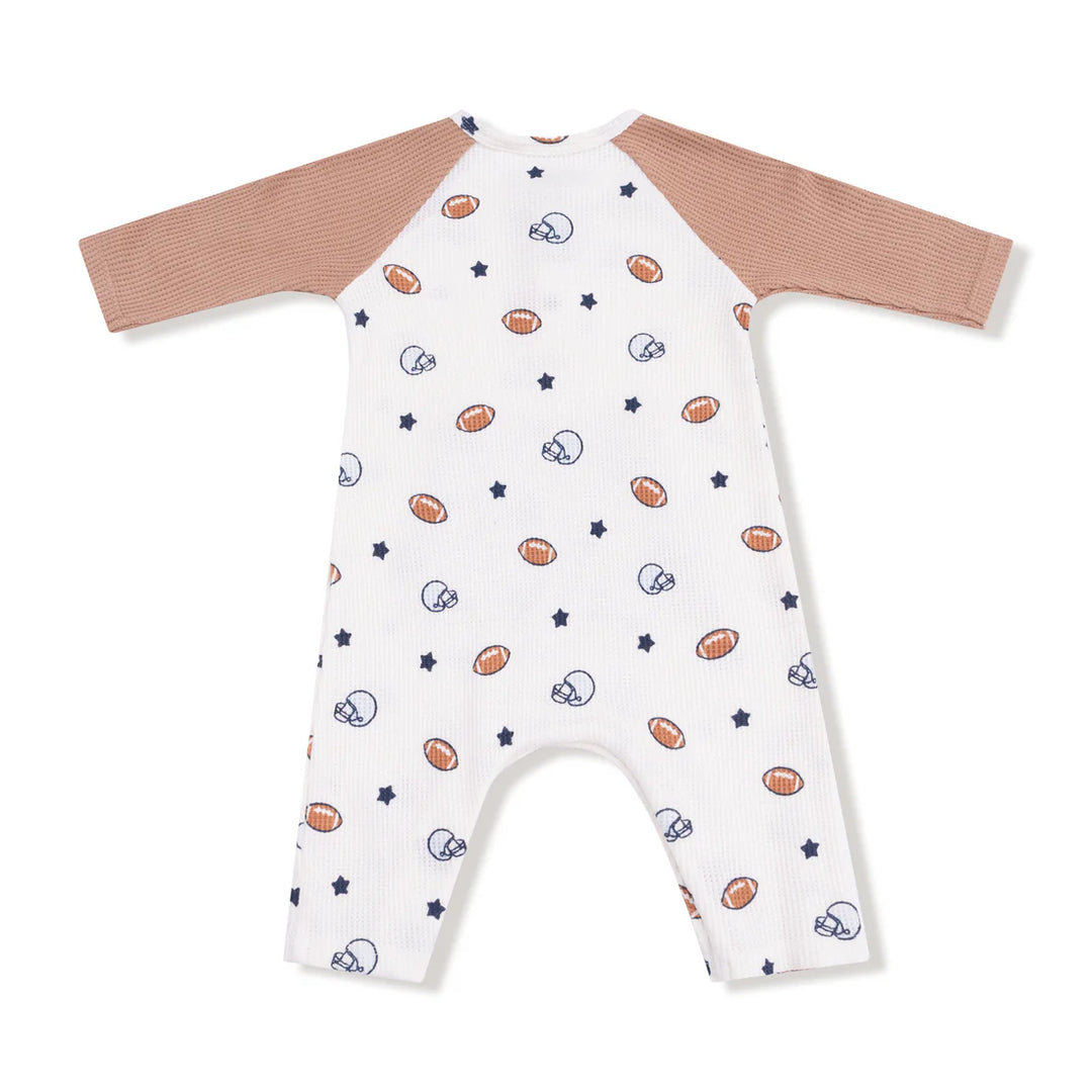 Footballs and Stars - Raglan Henley Romper
