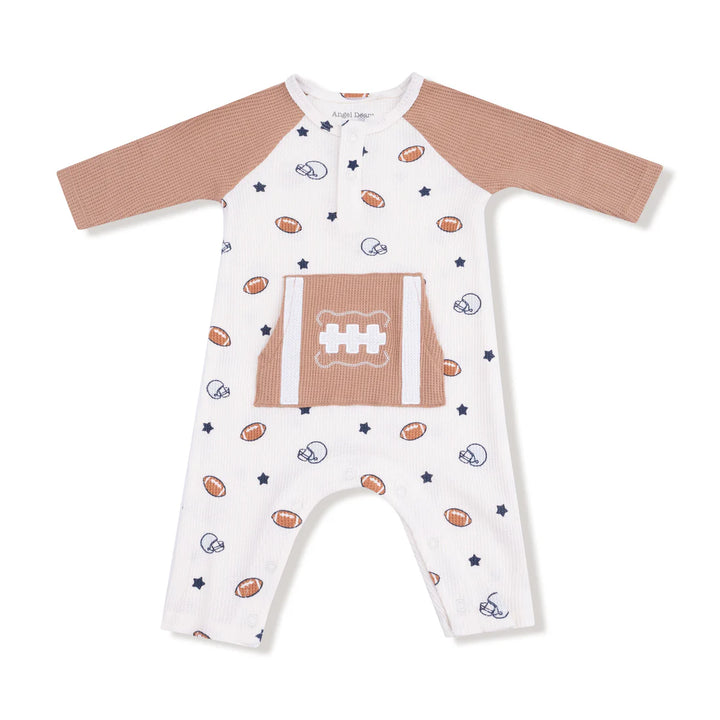 Footballs and Stars - Raglan Henley Romper