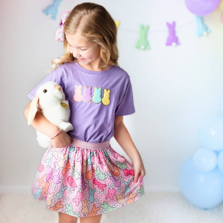 Easter Peeps Patch Short Sleeve T-Shirt -Lavender