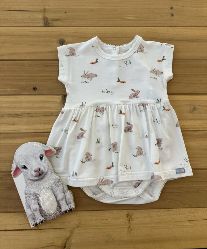 Girls Rabbits on Cream Romper