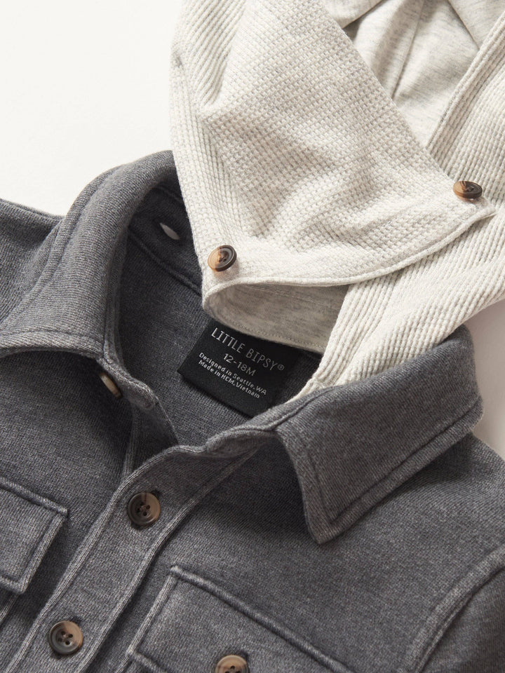 Lightweight Hooded Shacket - Charcoal Wash