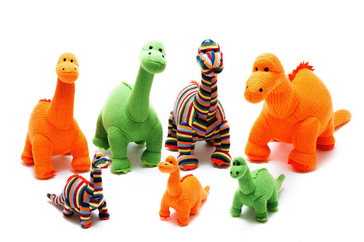 Knitted Green Diplodocus Dinosaur Baby Rattle