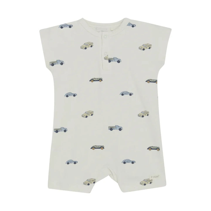 Short Sleeve Romper in Blue Fog