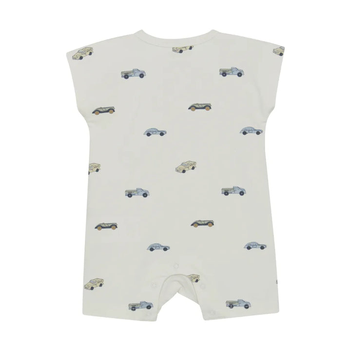 Short Sleeve Romper in Blue Fog