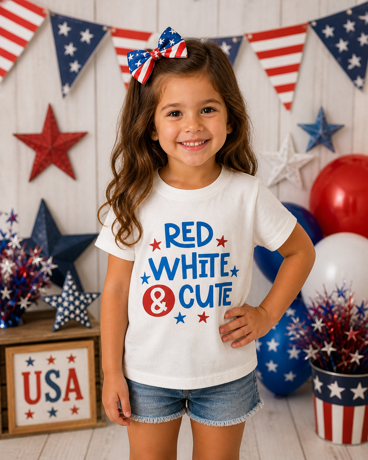 Red, White & Cute Tee in Cream