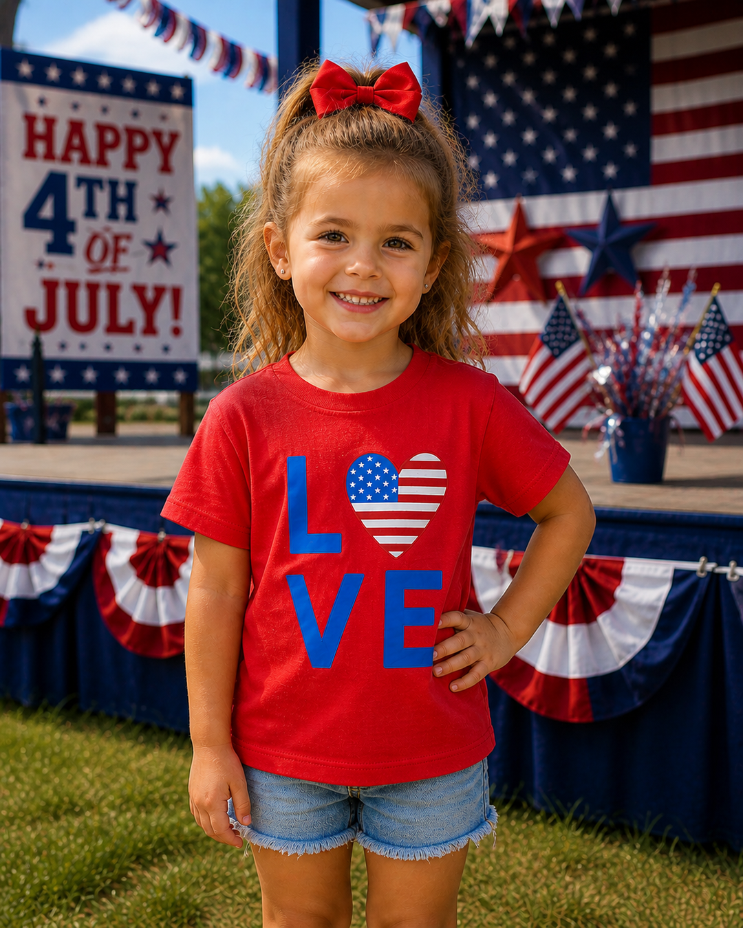 LOVE American Flag Tee in Red