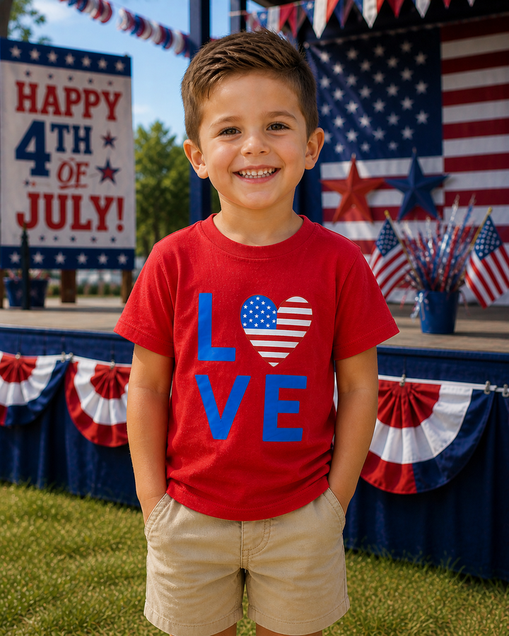 LOVE American Flag Tee in Red