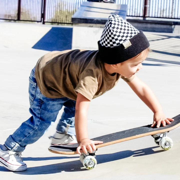 Black Check yourself reversible Beanie