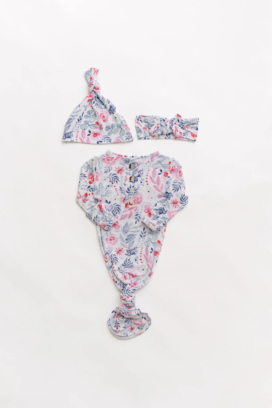Newborn Knotted Baby Gown Set - Bloom