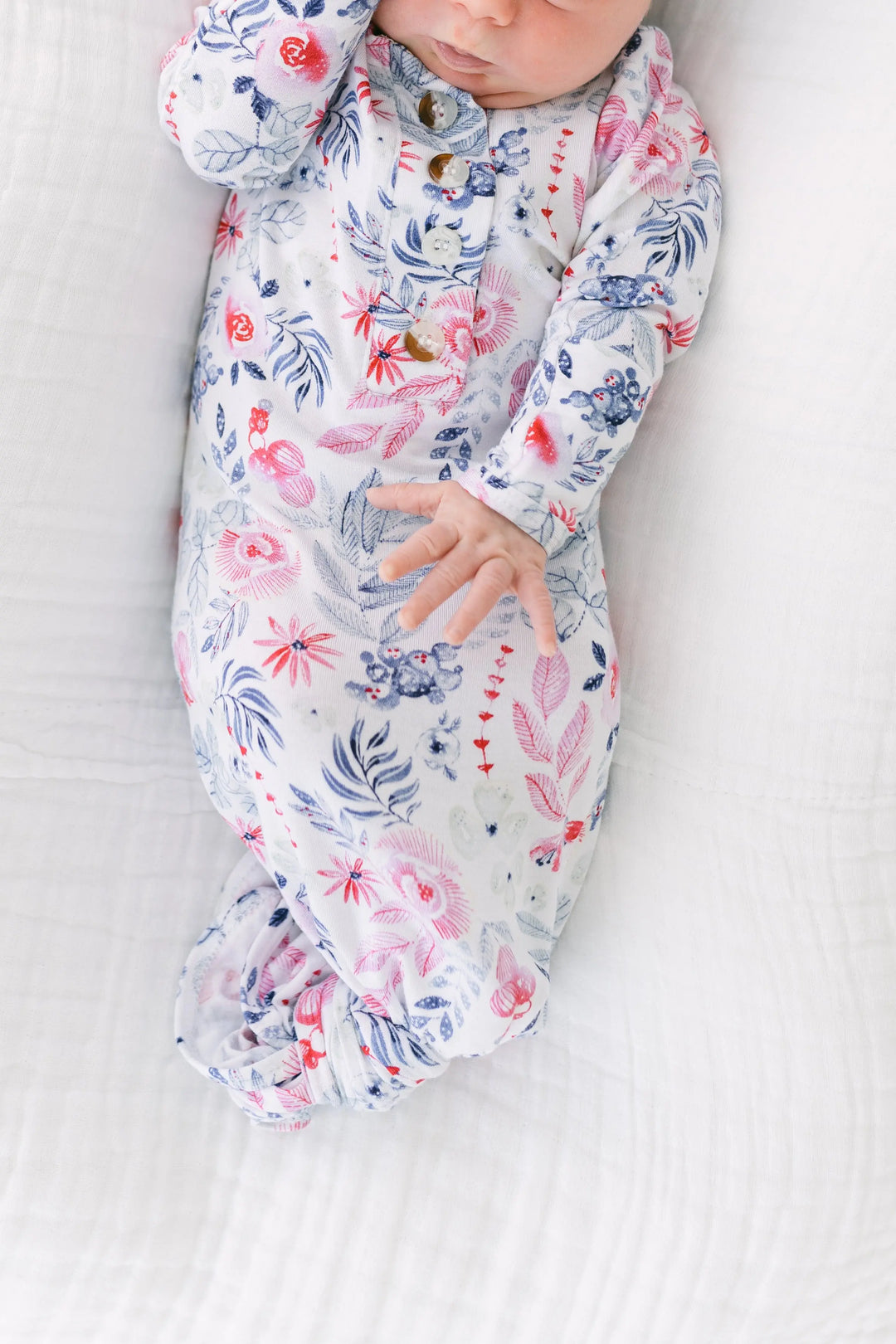 Newborn Knotted Baby Gown Set - Bloom