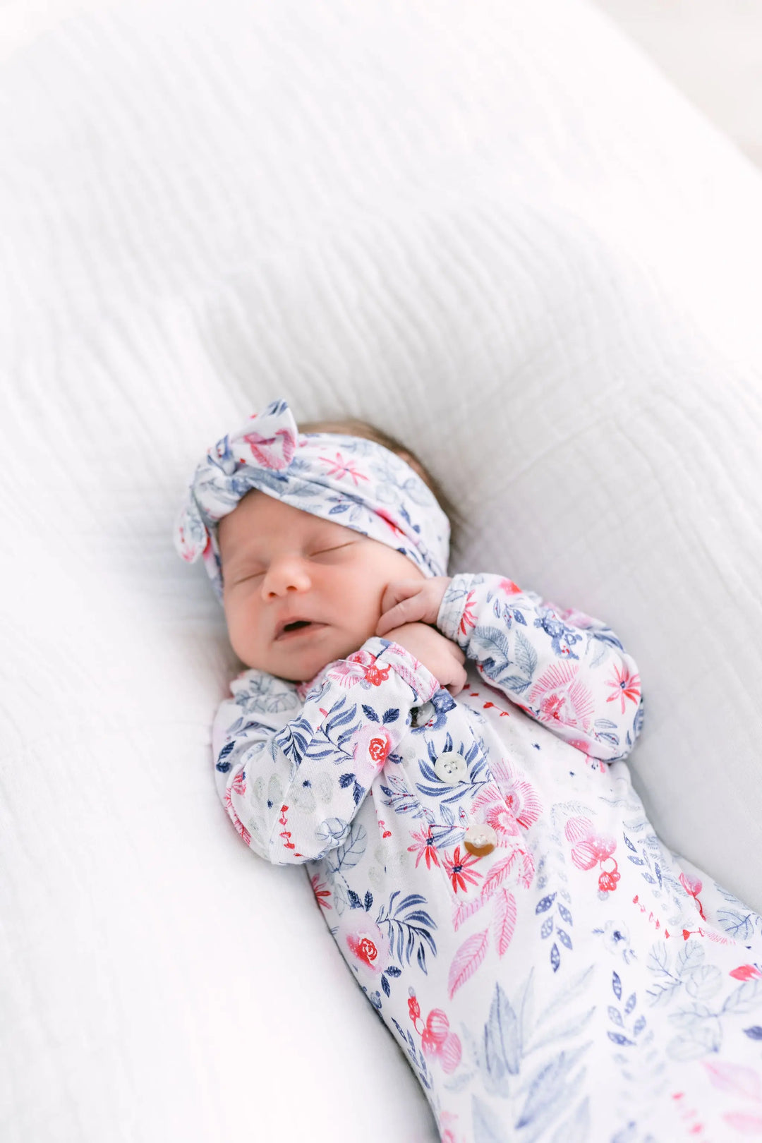 Newborn Knotted Baby Gown Set - Bloom