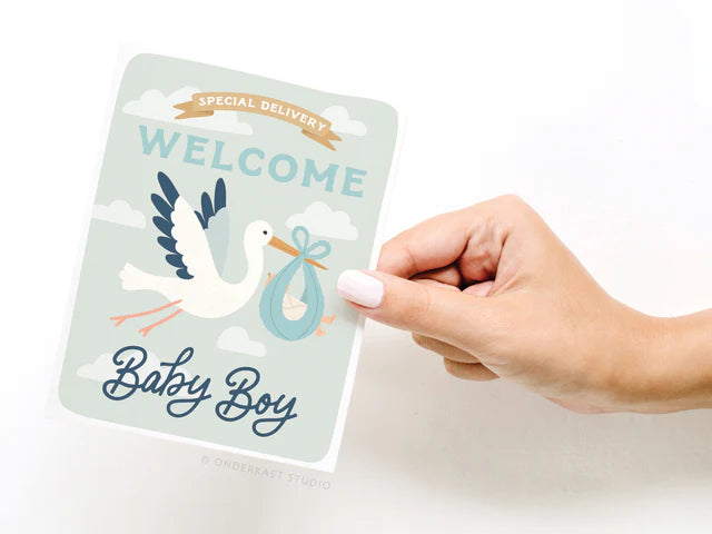 Special Delivery Welcome Baby Boy Greeting Card