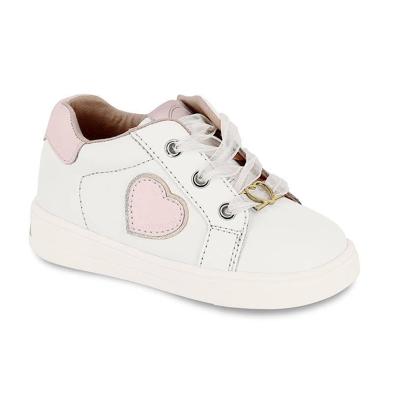 Girls Sneaker with Heart - White