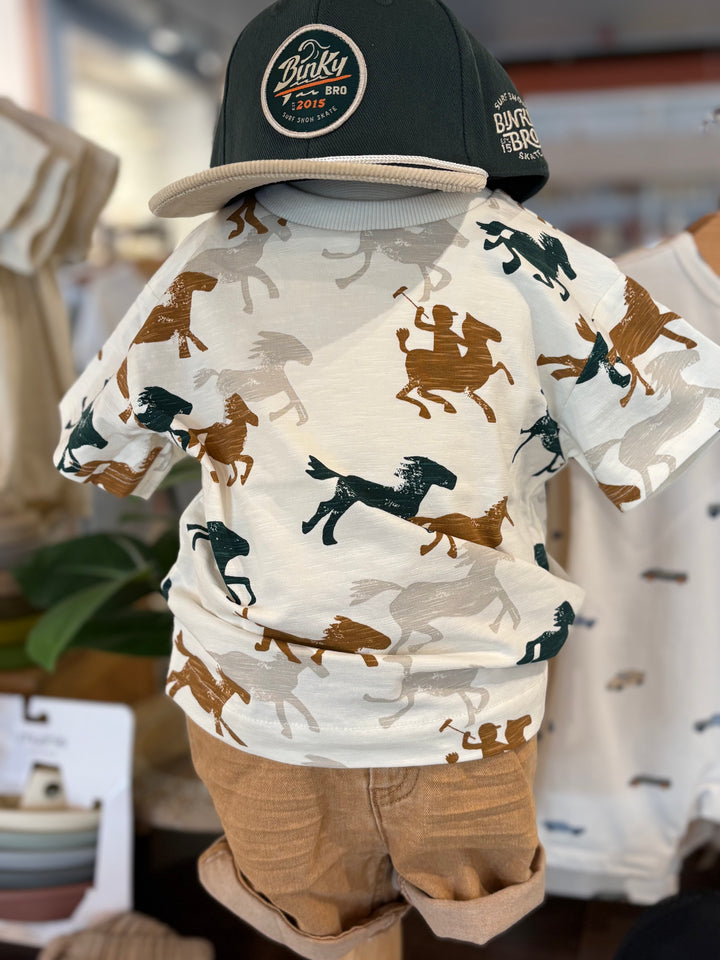 Cream Jersey T-Shirt - Horse Print