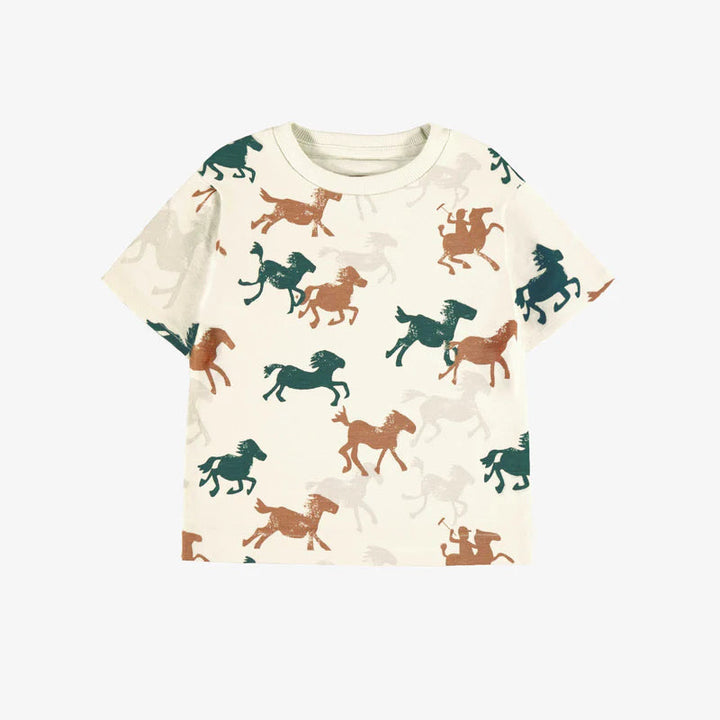 Cream Jersey T-Shirt - Horse Print
