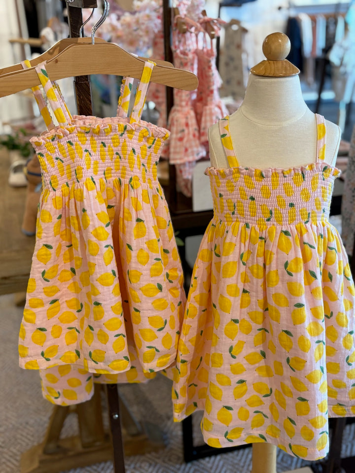 Muslin Smocked Tube Dress - Lemon Sorbet