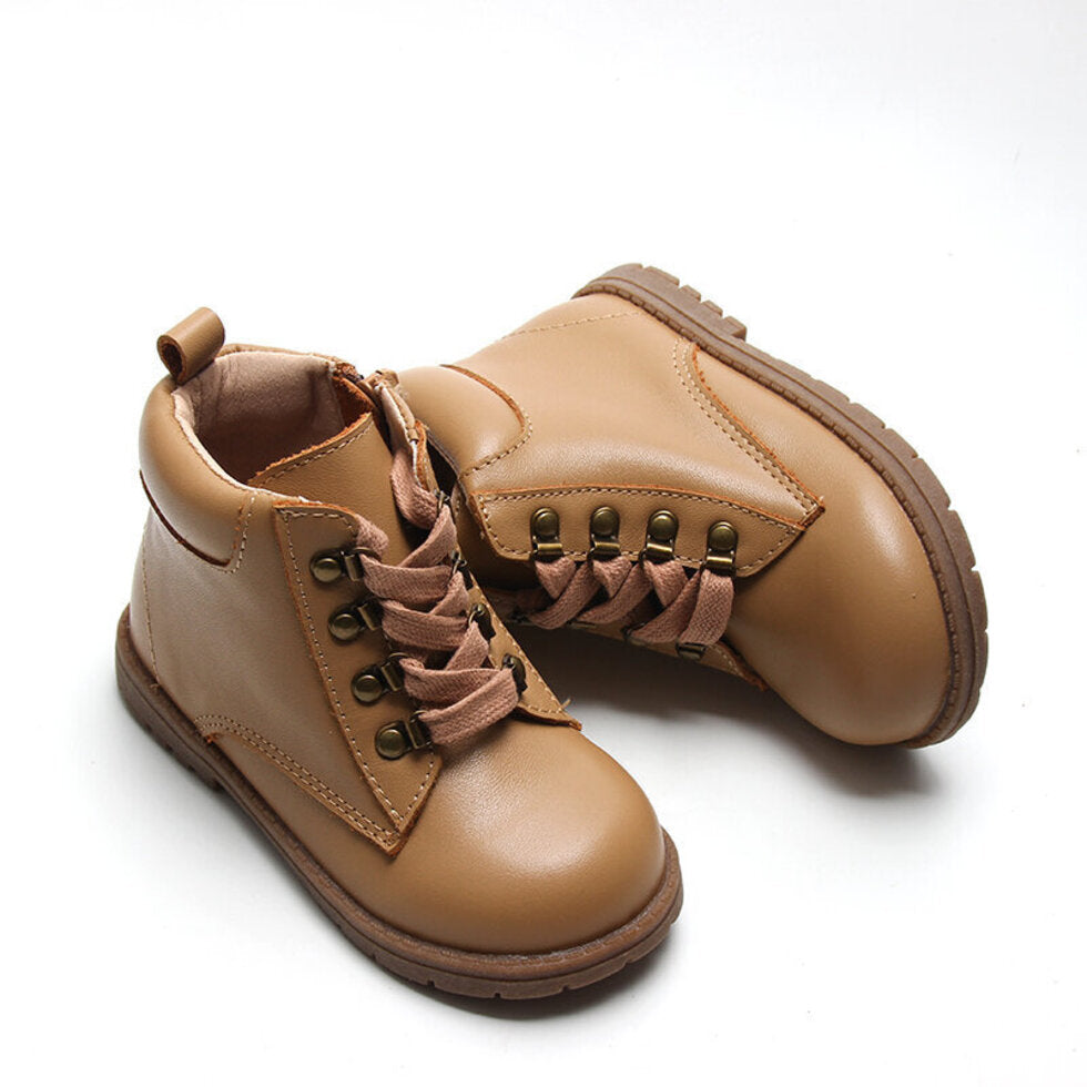 Leather Combat Boot - Tan