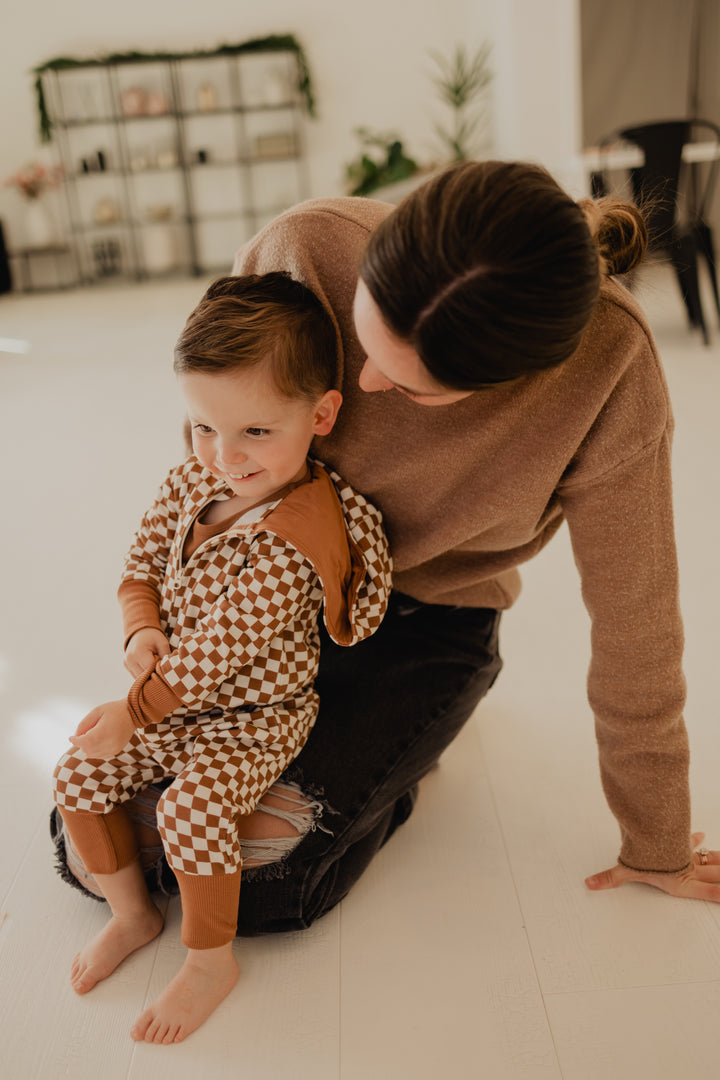 Baby Zip Romper in Checkered