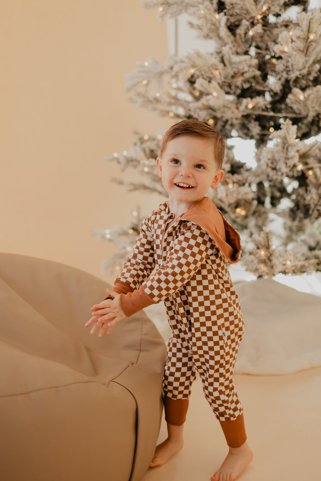 Baby Zip Romper in Checkered