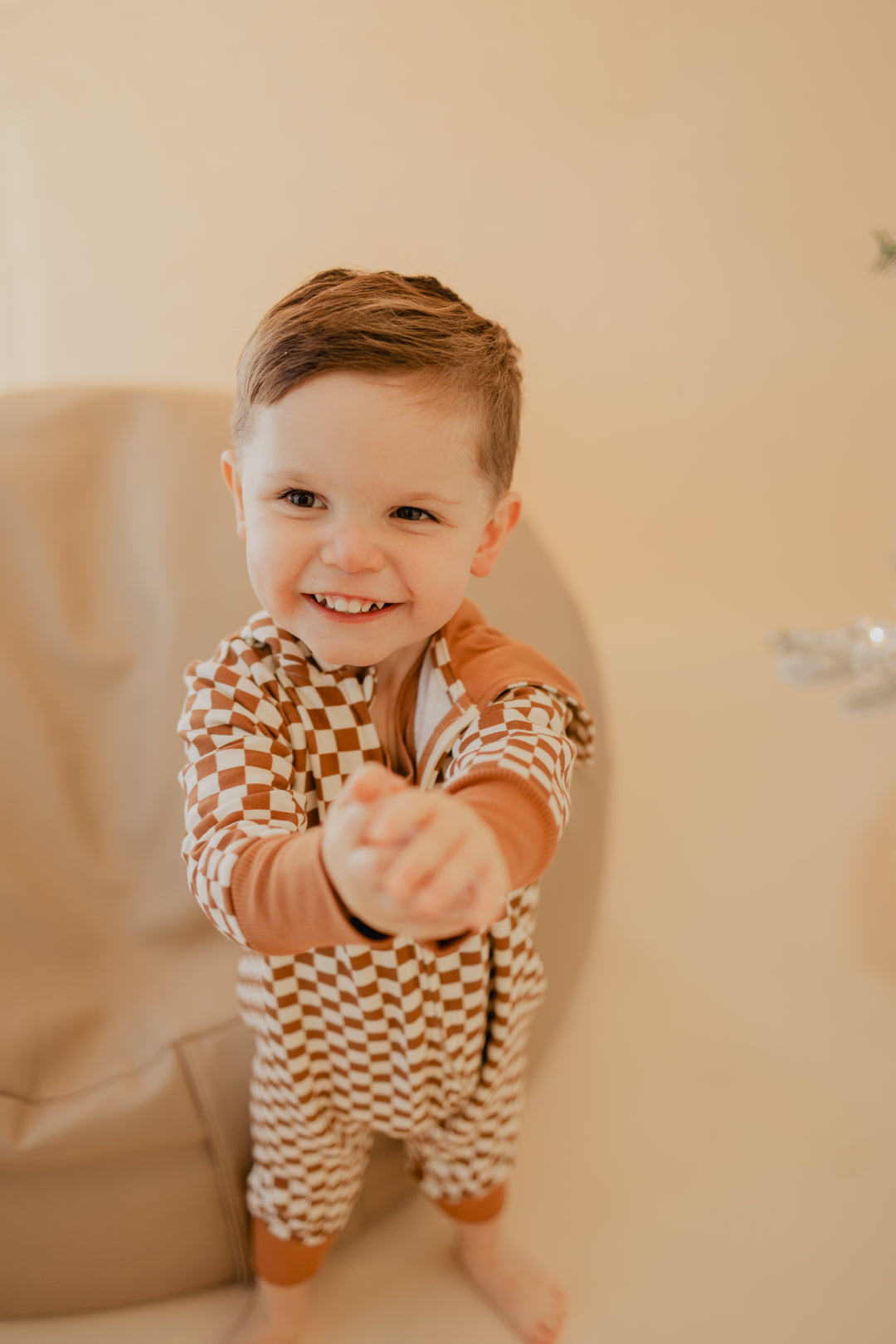 Baby Zip Romper in Checkered