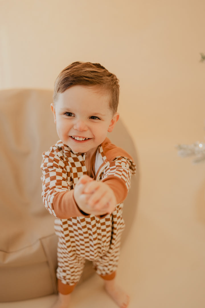 Baby Zip Romper in Checkered