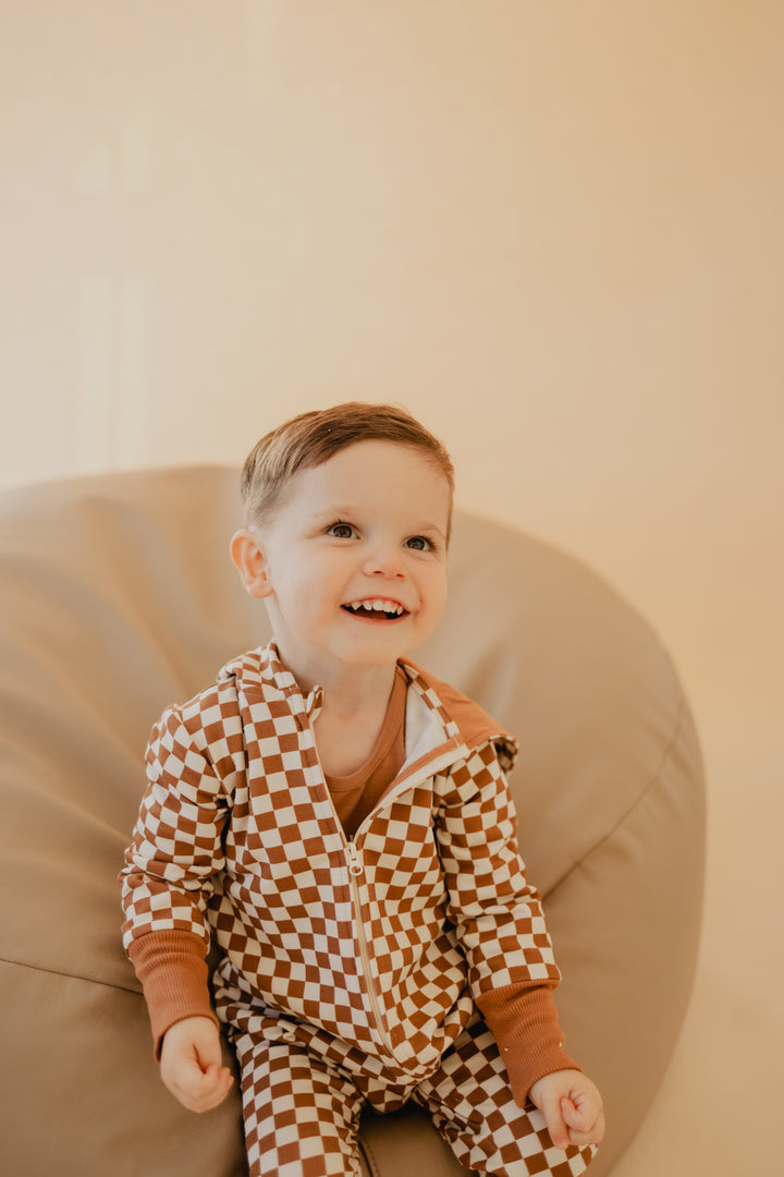 Baby Zip Romper in Checkered