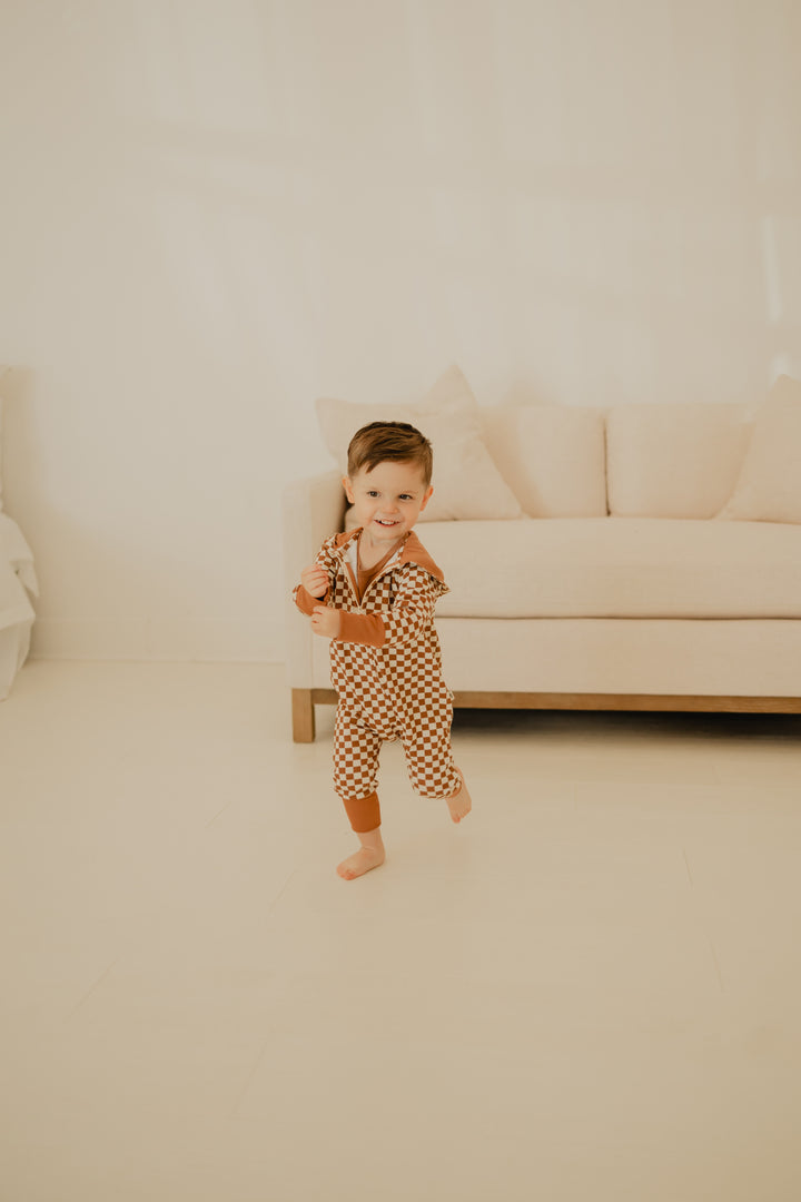 Baby Zip Romper in Checkered
