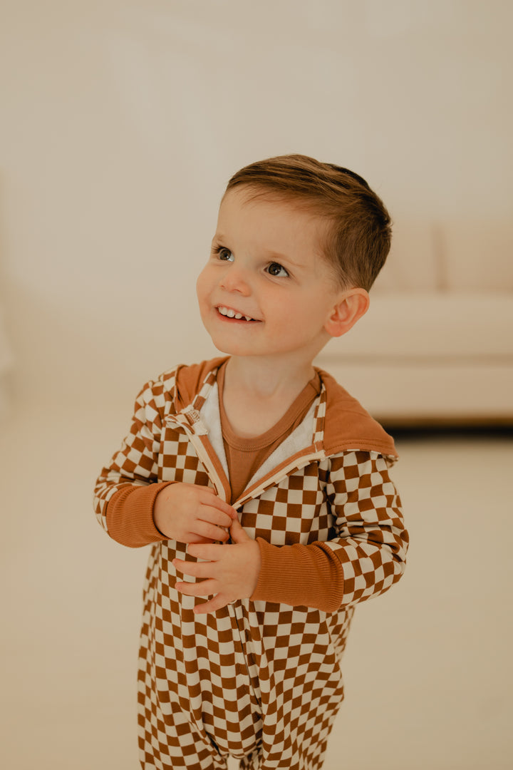 Baby Zip Romper in Checkered