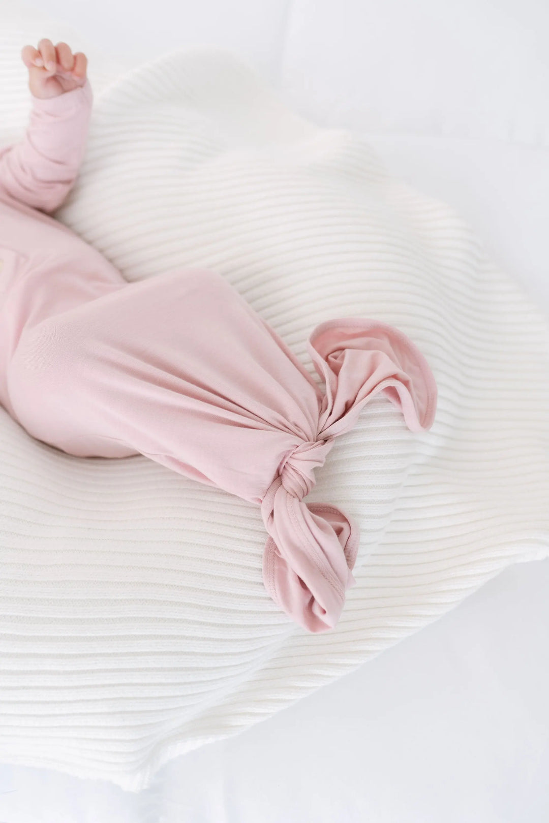 Newborn Knotted Baby Gown Set - Dusty Pink