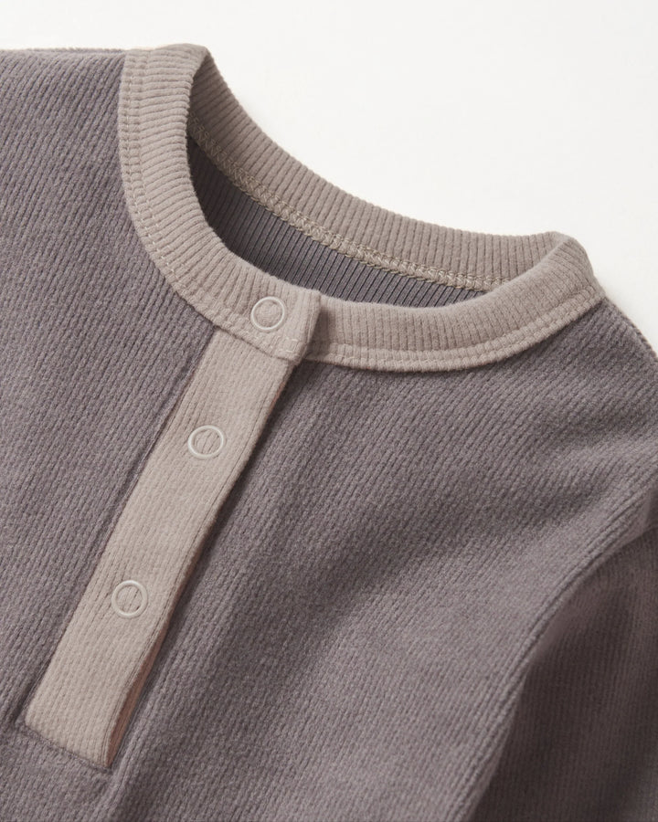 Colorblock Ribbed Romper - Graphite